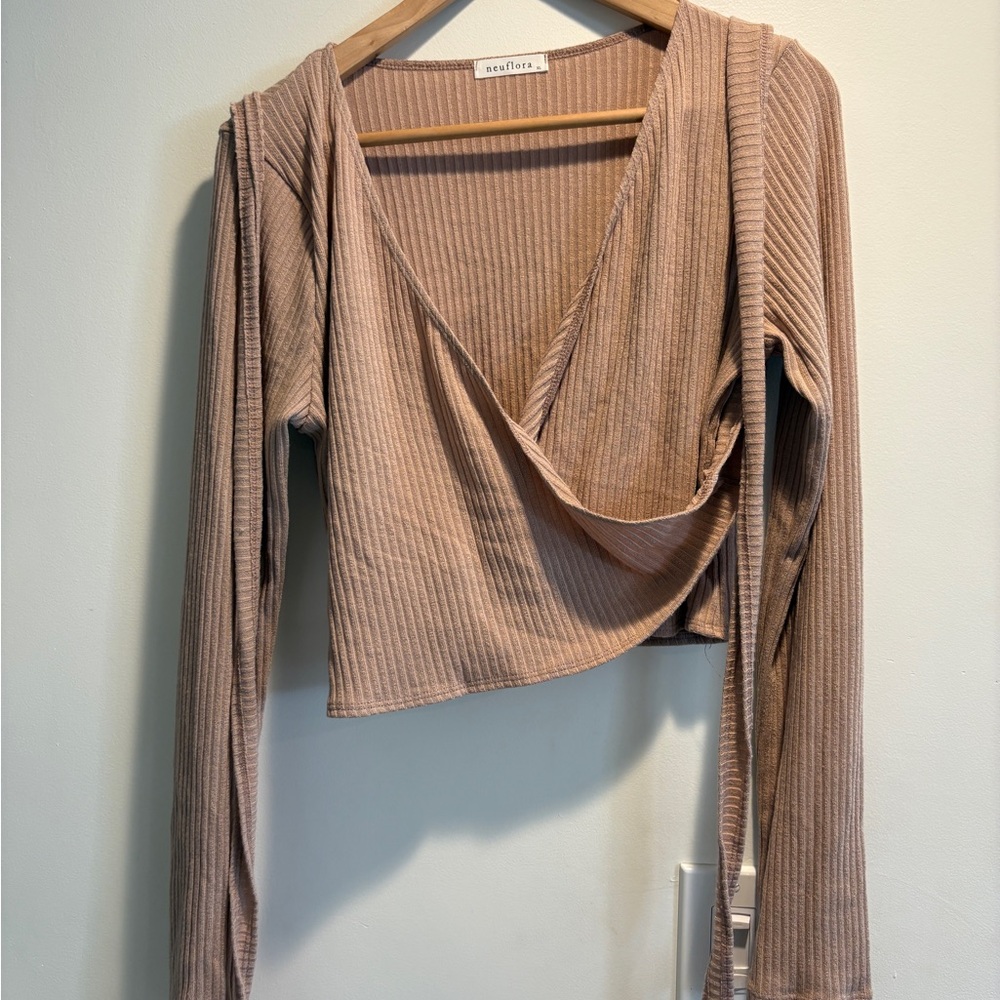 Light pink Ribbed Cropped Wrap - XL